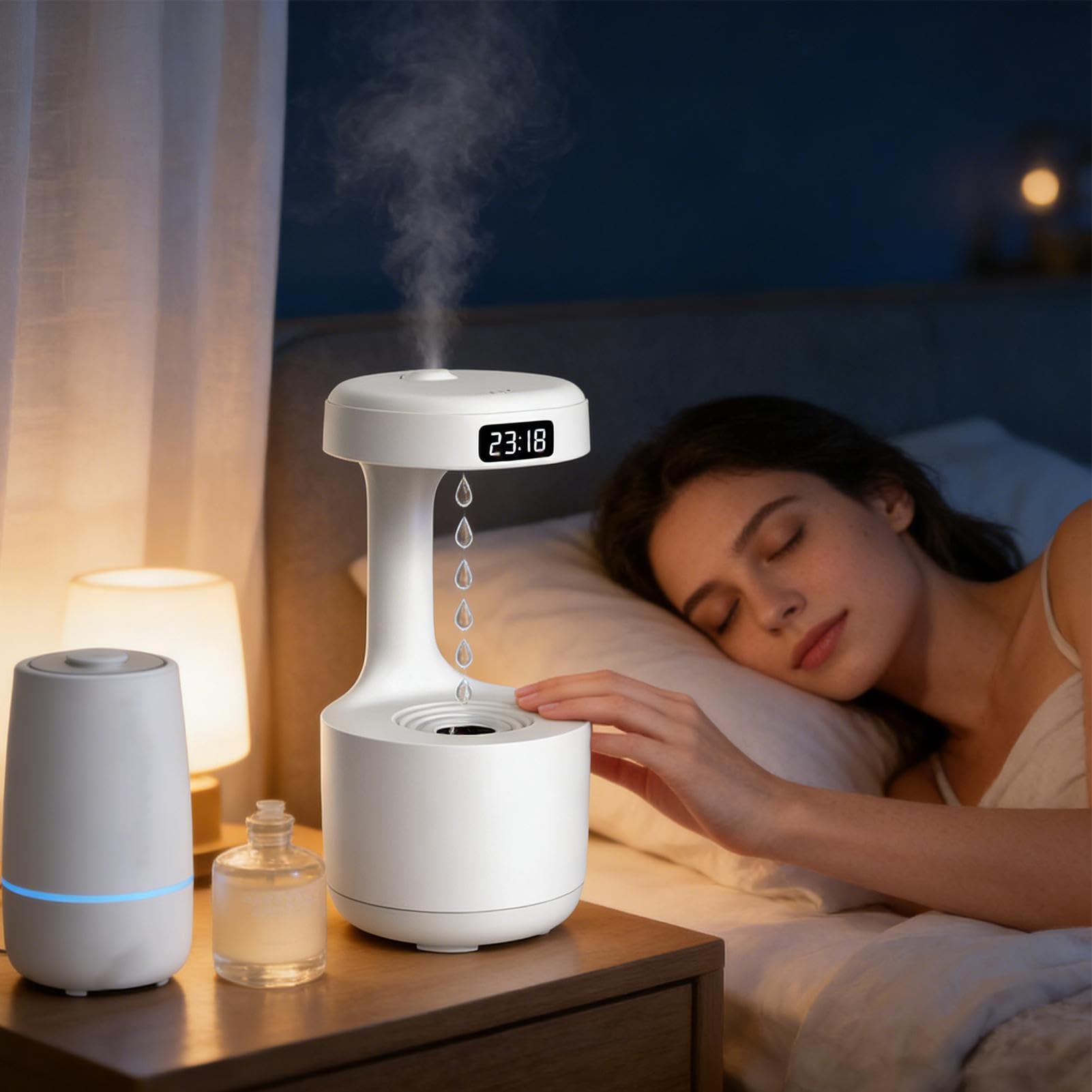 Umidificatori a Fredda Diffusore a Fresco Sicuro in | Umidificatore A Pioggia Per Comodino, Ufficio, Sonno, Notte, Appartamento,