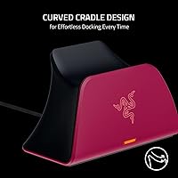 Vista 3 de Razer Soporte de carga rápida para PlayStation 5: carga rápida - Diseño de cuna curvada - Combina con el controlador inalámbrico PS5 DualSense - Rojo