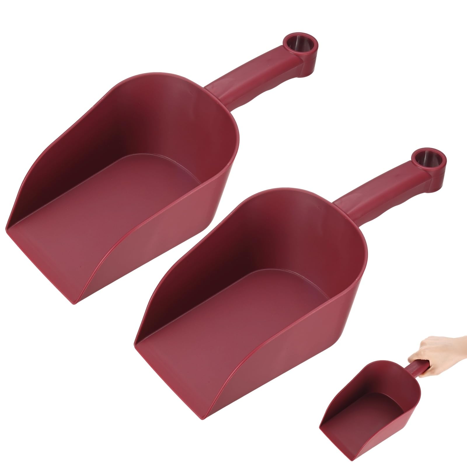 M METERXITY 2-Pack Pelle De Jardin Pelle À Main, 31cm/12.2 Pouces Outils De Jardinage en Plastique pour Creuser, Transplanter, Ameublir Le Sol Et Planter, Manche Ergonomique [Rouge Vin]