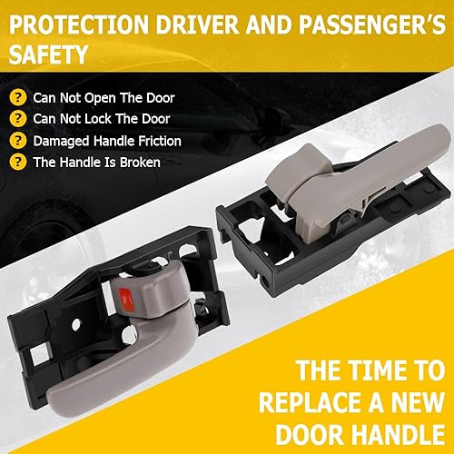 Miniatura 3 de OCPTY Manijas de puerta interiores delanteras del conductor izquierdo del pasajero lado derecho de repuesto para Toyota Tundra 2000-2006 para Toyota