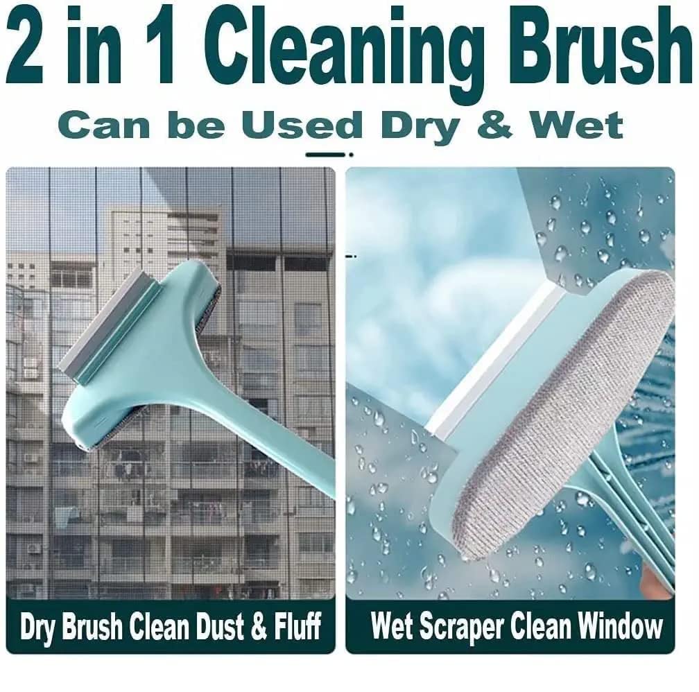 ROXA Multifunctional Screen Brush 2 in 1 Mesh Cleaning Brush & Wiper with Extended Handle Window Cleaning Brush Net Cleaner Double-Sided Window Cleaner Window Mesh Cleaner (Multicolor, Pack of 1) 1