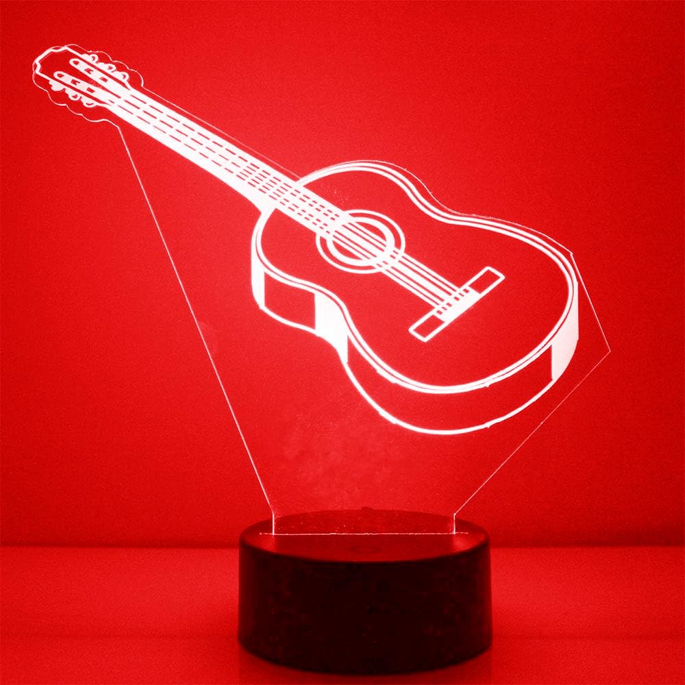 Nastrojowe światło 3D na gitarę, 7 kolorów, przełącznik dotykowy, USB, biurko, prezent na imprezę, urodziny