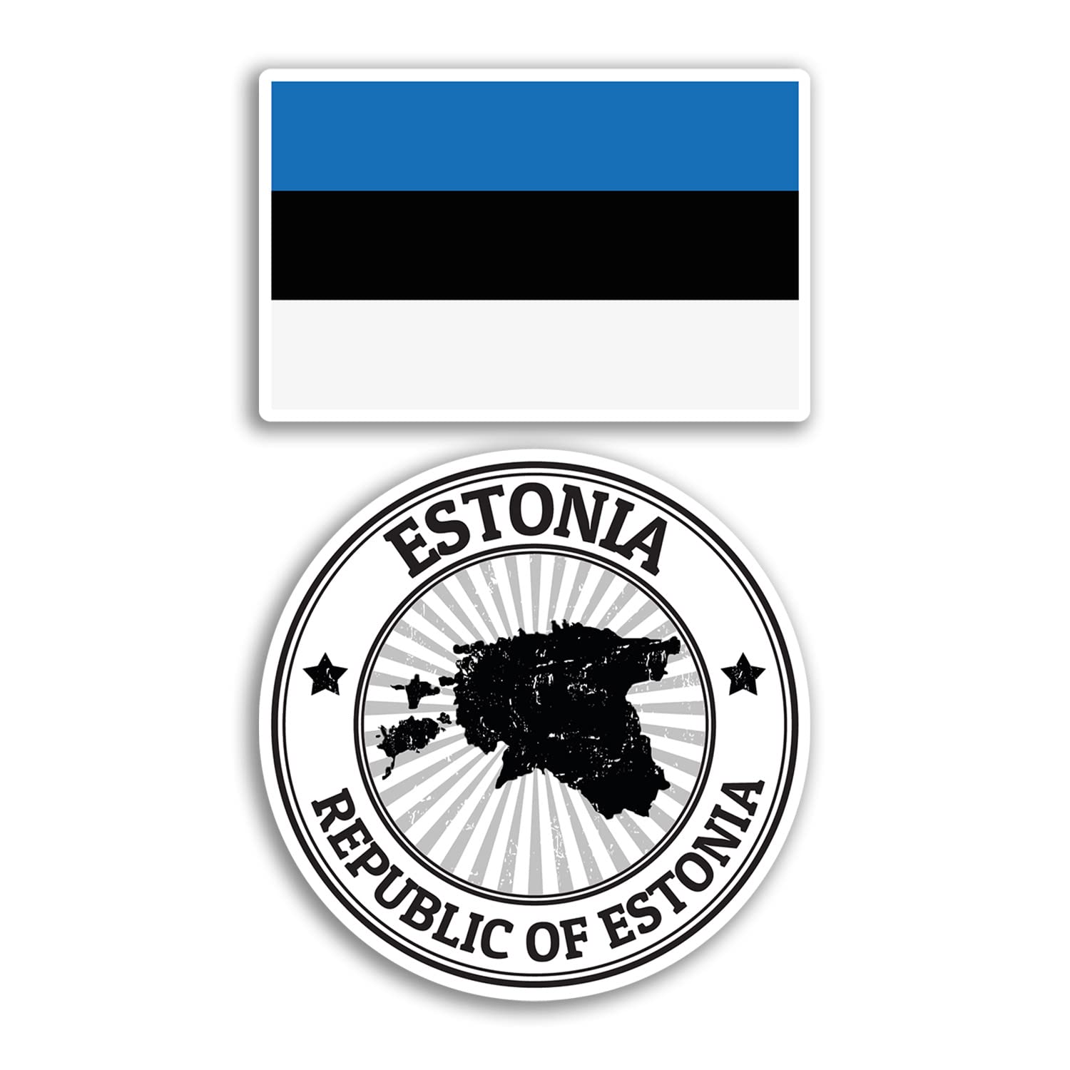 2 x 10cm Wide Estonia Vinyl Stickers - Estonian Map Holiday Adventure Travel Country Scrapbooking Gift #78669
