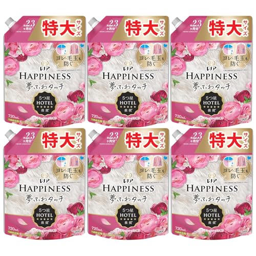 【まとめ買い】 レノアハピネス 夢ふわタッチ 華やかに香るアンティークローズの香り つめかえ用 特大サイズ P&G × 6個