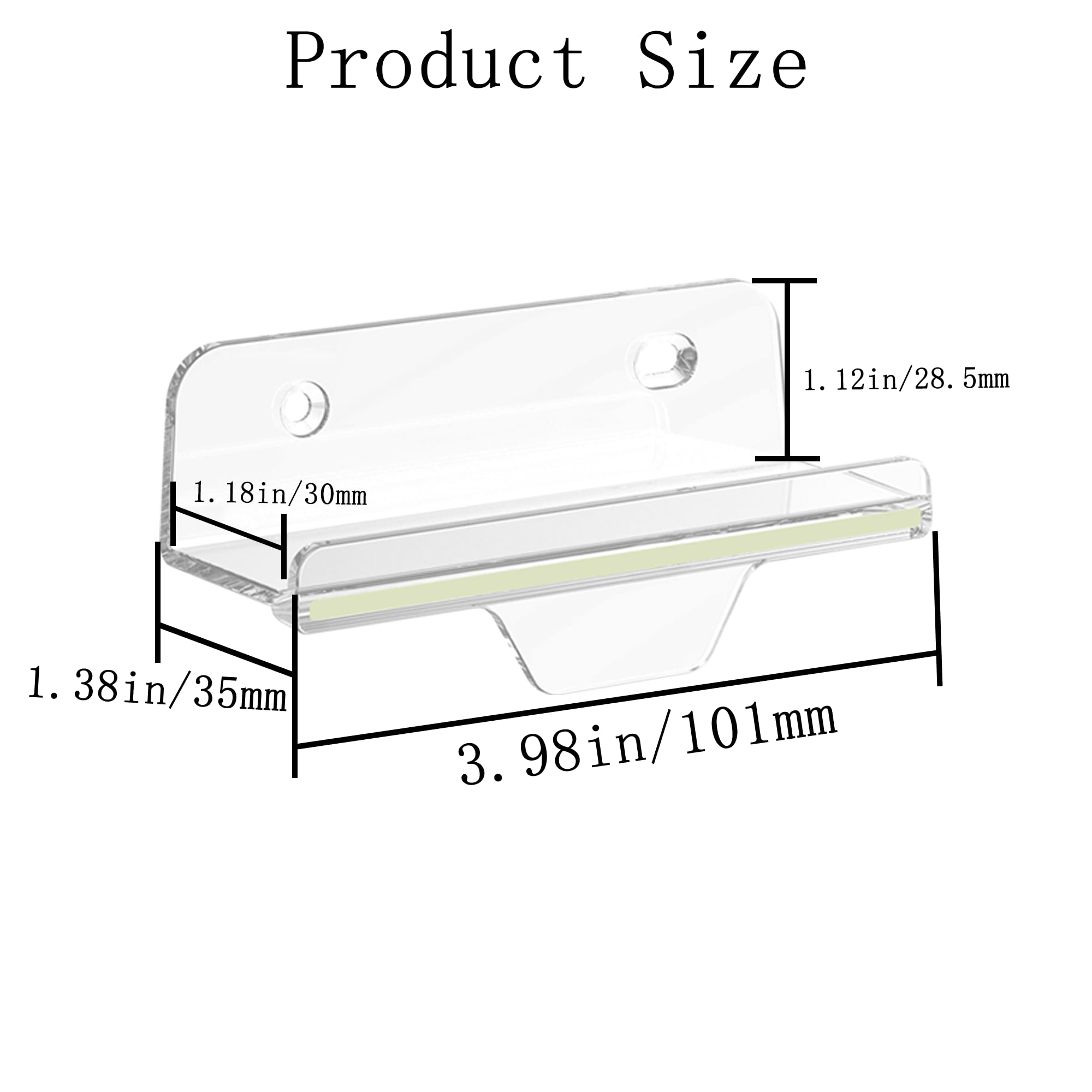 TERDEWE Paquete de 10 estantes de vinilo transparente de 4 pulgadas, soporte de pared para discos de vinilo con tira fluorescente, soporte transparente para álbum de vinilo, DVD, fotos, maquillaje,