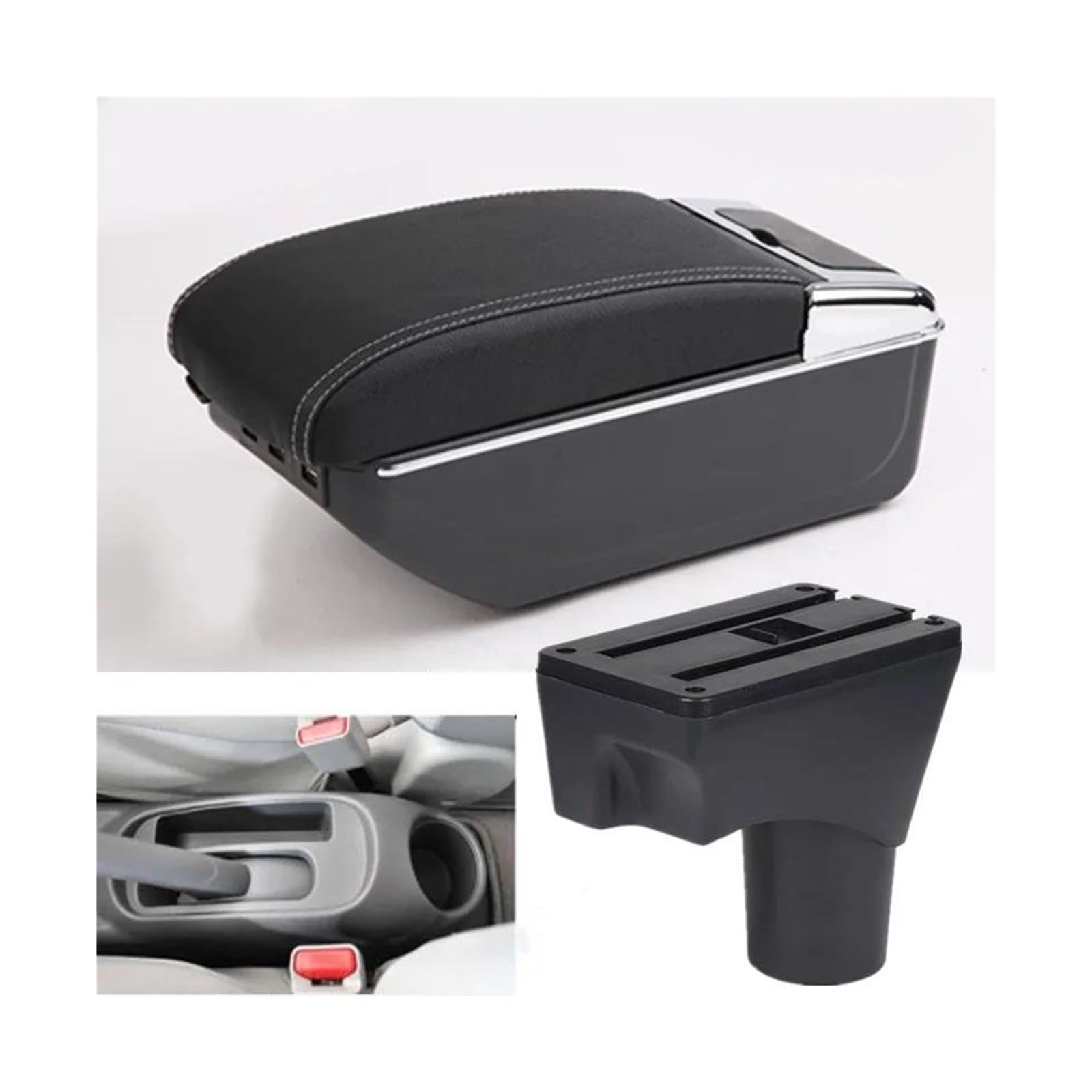RESPUNEKBAH Armrest Box For Nissan For Sunny For March For Micra K13 MK4 IV Car Armrest Storage Box 2010-2022 Parts Car Accessories(C3 white line 7USB)