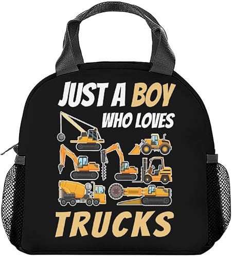 AIOMXZZ Lonchera con diseño de camión de construcción para niños, pequeñas bolsas de almuerzo aisladas, lonchera reutilizable Kawaii para niños,