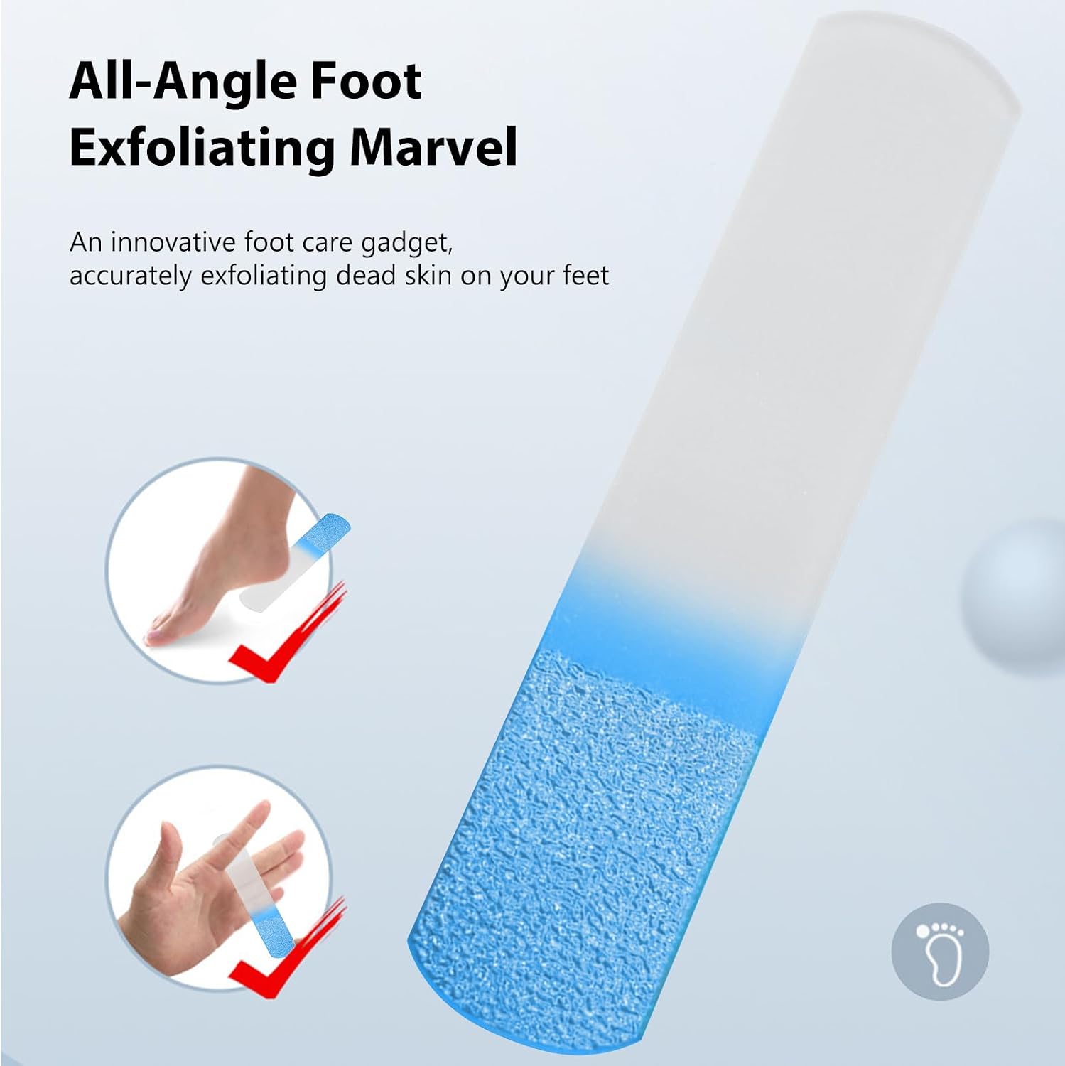 2Pcs (Pink + Blue) Glass Foot File Pedicure Rasp - Professional Pedicure Tools for Smooth, Soft Feet - Premium Foot Scrubber for Calluses, Corns, and Dead Skin Removal