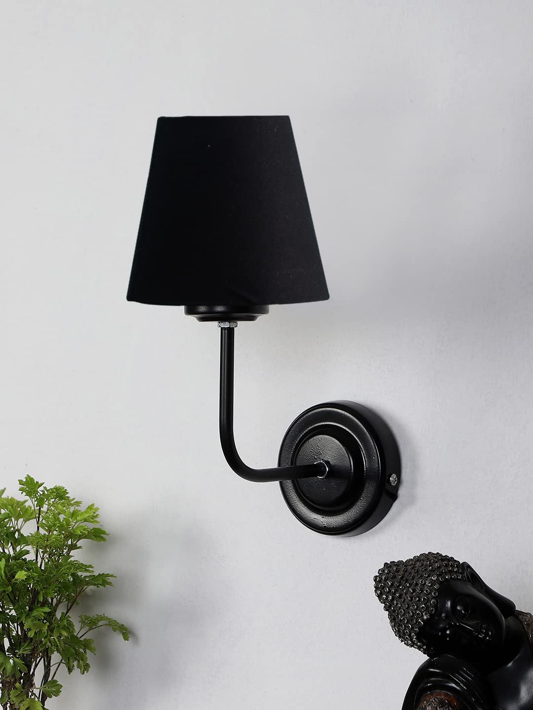 Devansh Iron Wall Lamp, Wall Decor, Wall Hanging Wood Light lamp,Vintage Wall Lamps, Industrial Wall Lights Decorative Home, Living Room, Indoor Outdoor Lighting- Cotton Shade-(Black)