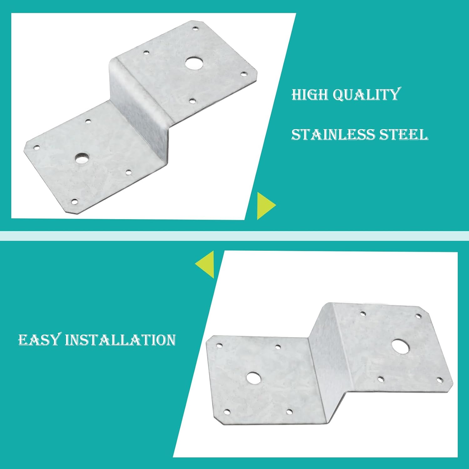 6 PCS Z Bracket Tie Plate, Galvanized Steel Deck Joist Tie Plate for 4'' x 4'' Posts and 2'' x 4'' Cross Joist, Metal Corner Brace for Wood Shelves Fixing Lumber Connector Pergola Brackets