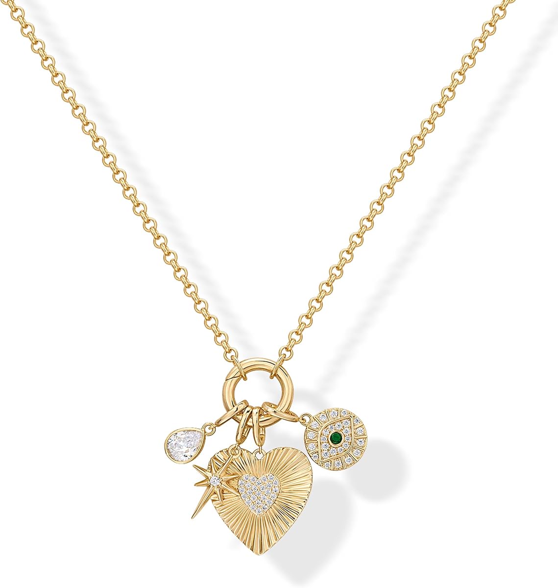 Collar con colgante de palanca chapado en oro de 14 quilates para mujer