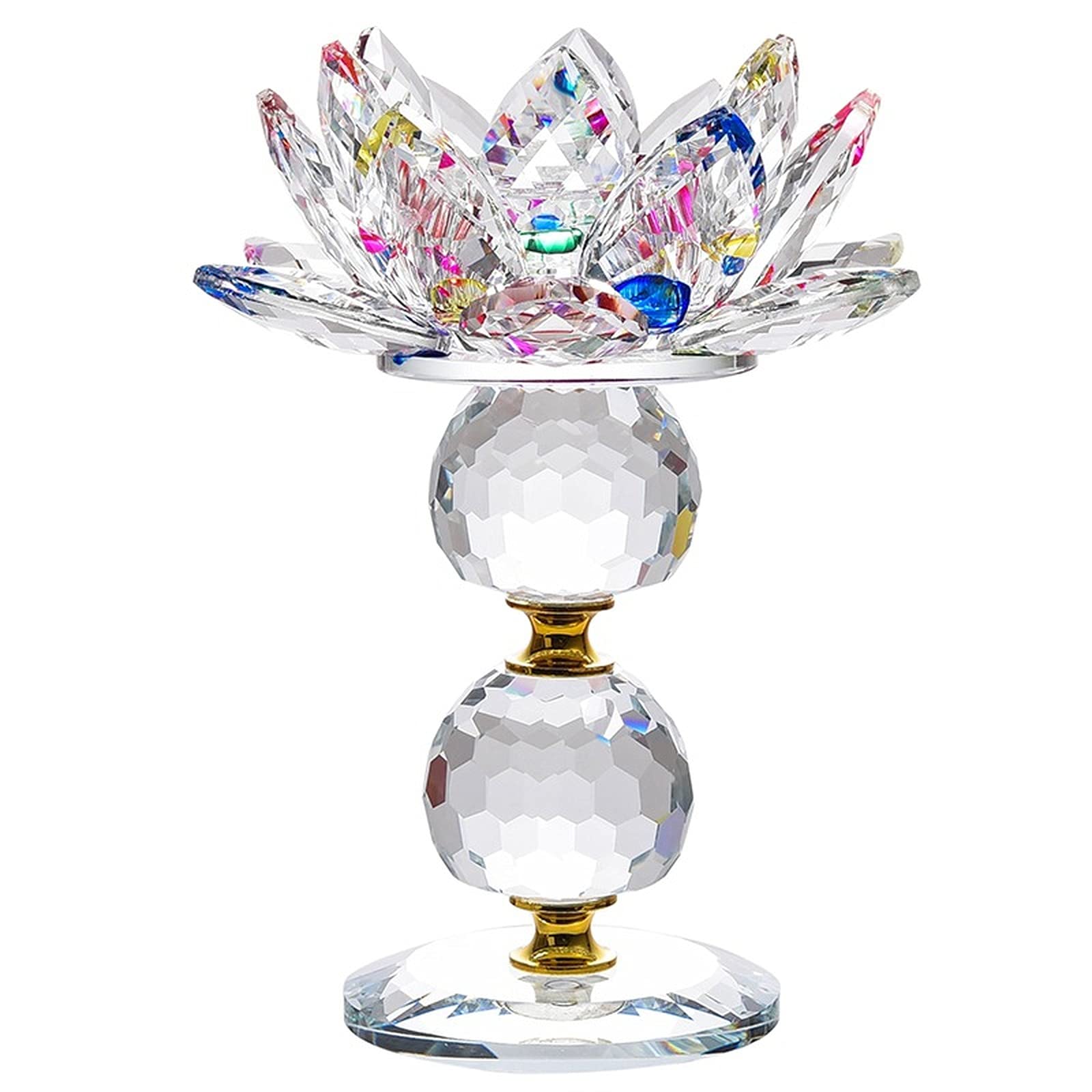 Sbjklyrn One Color Candleholder, Crystal Lotus Lamp Feng Shui Candle Holder Long Buddhist Articles For Center Table Living Room Home Decor