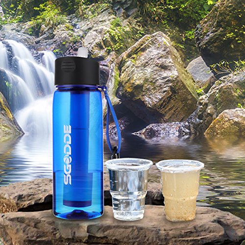 image for SGODDE Water Filter Bottles, Filtered Water Bottle with 4-Stage Integr