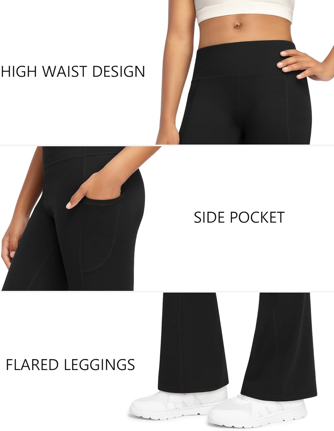 Stelle Girls Fleece Lined Flare Leggings Kids Bell Bottom with Pockets Warm Winter Athletic Yoga Pants - Image 7