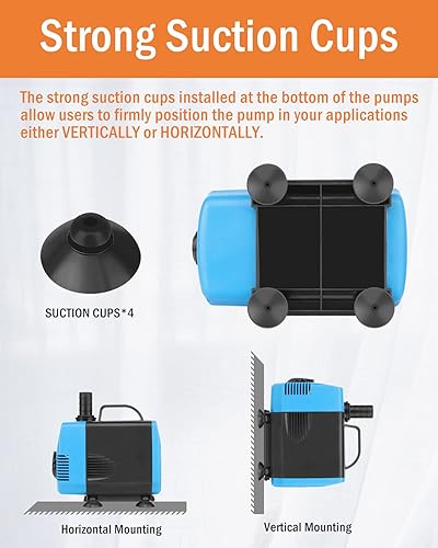 Miniatura 4 de FUMAK - Bombas de agua sumergibles de 1000 GPH (3800 LH, 55 W), bomba de agua para acuario con control de flujo para pecera, fuente, cascada,