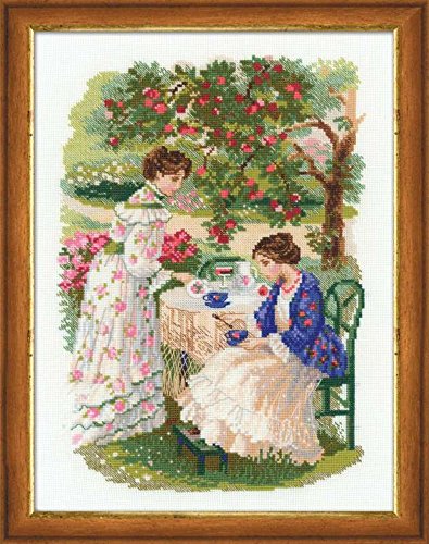 RIOLIS 1140 - The Russian Country Estate. The Tea Under The Apple Tree - Counted Cross Stitch Kit 11.75" x 15.75" Zweigart 14ct. White AIDA 24 Colors