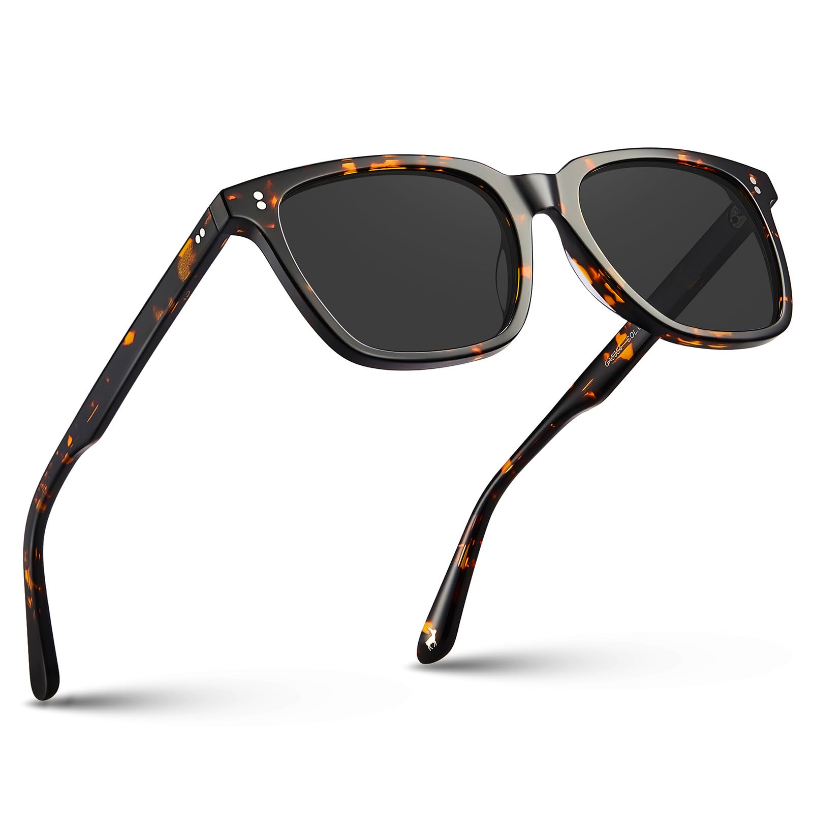 CARFIA Acetate Polarized Sunglasses for Men UV400 Protection Classic Retro Square Shades Driving Glasses