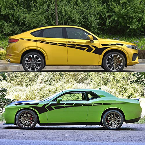 Fochutech 1 Set Car Auto Body Sticker Sport Self-Adhesive Side Truck Vinyl Graphics Decals Flame Car Stickers Plaid Car Stripes Vinyl Decals (Black) #TOP3