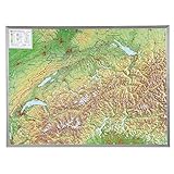 Relief Schweiz 1:500.000 mit Aluminiumrahmen: Tiefgezogenes Kunststoffrelief