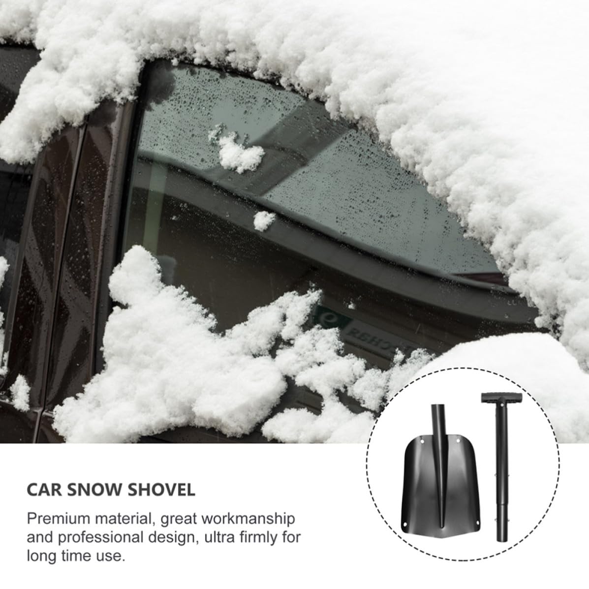 Pala de Nieve Plegable para Coche, Retráctil, Aluminio, Negro