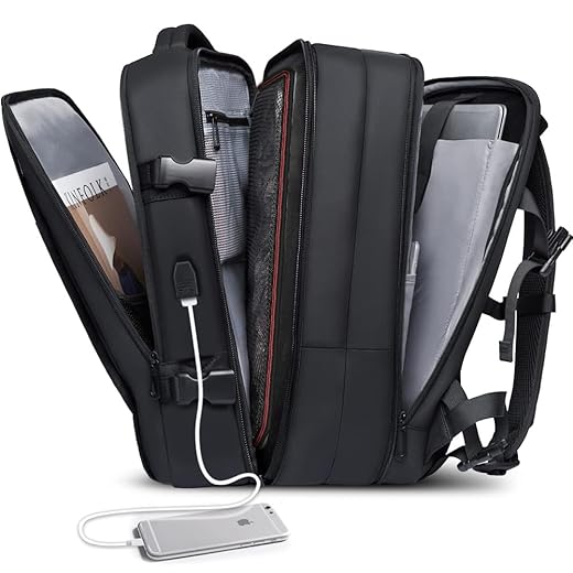 Mochila de Viagem Expansivel Masculina Feminina, Mochila Para Notebook Executiva Impermeável Reforçada Cabo USB,Mochilas Trabalho Escola Viagens Presente