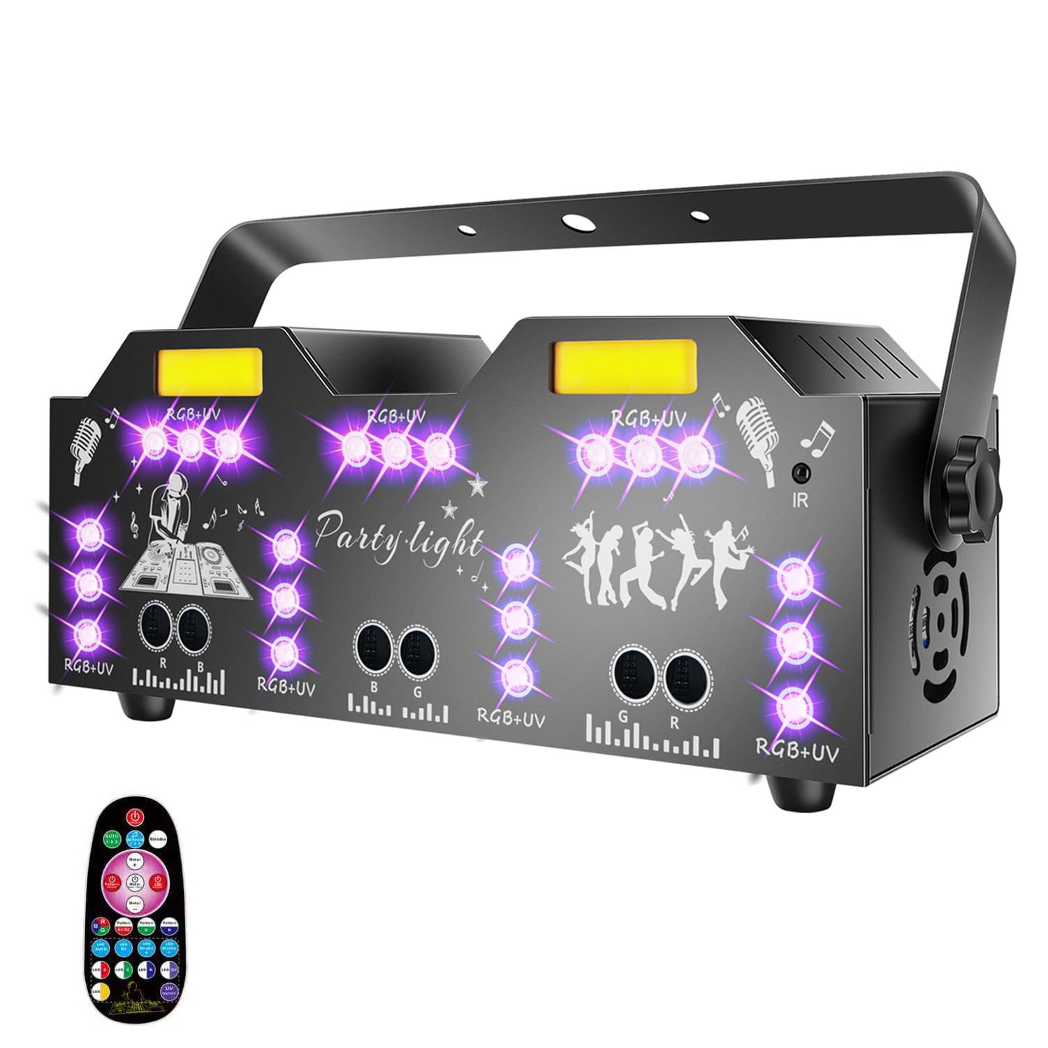 DJ Lights for Parties, Disco Lights DMX and Sound Activated Stage Light, 29-Eyes LED Stage Lighting for Parties Indoor Dance Floor Birthday Rave Bar Karaoke Wedding Show Club