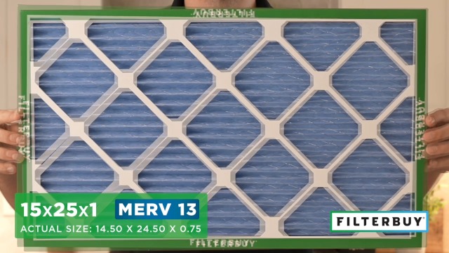Image of Filterbuy 15x25x1 Air Filter MERV 13 Smoke & Allergy Defense (4-Pack) | Electrostatic Pleated HVAC AC Furnace Filters Replacement, Made in USA (Actual Size: 14.50 x 24.50 x 0.75)