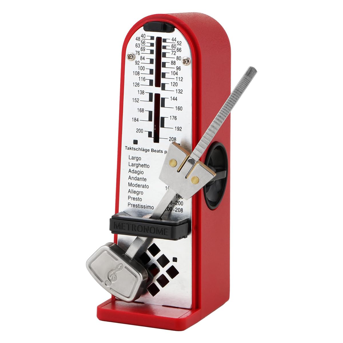 Ticha Metrónomo mecánico, mini batidor preciso 40-208 BPM, apto para guitarra, violín, dispositivo de ritmo Guzheng, rojo