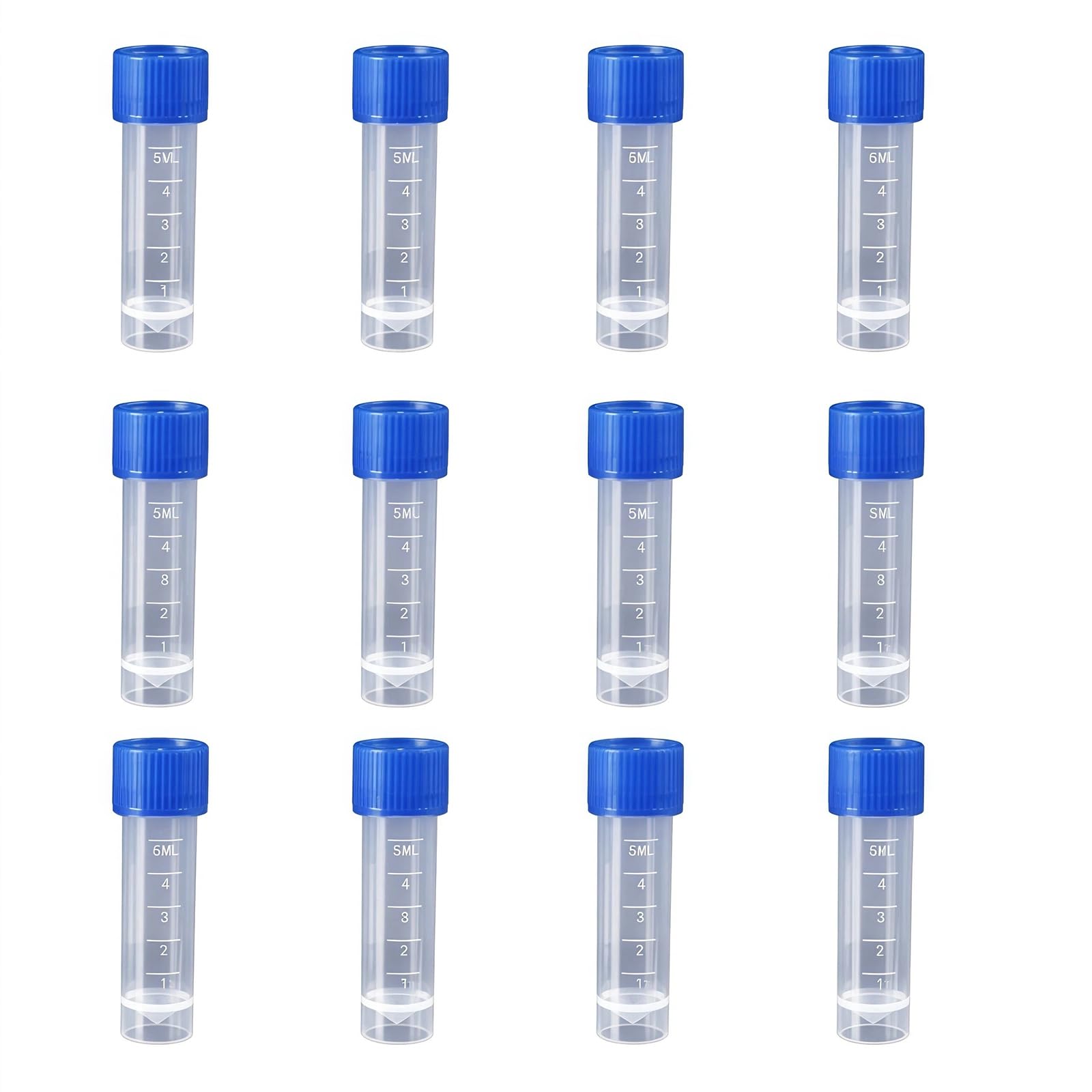 QUUPYSTORE 24Pcs 5ml Plastic Test Tubes with Screw Caps Small Storage Container Graduated Sample Vials for Lab Crafts Jewelry Beads