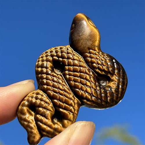 Miniatura 3 de Figura de cristal de ojo de tigre, estatua de serpiente de cristal natural, calavera, decoración del hogar, regalos de cristales y piedras (jaspe de