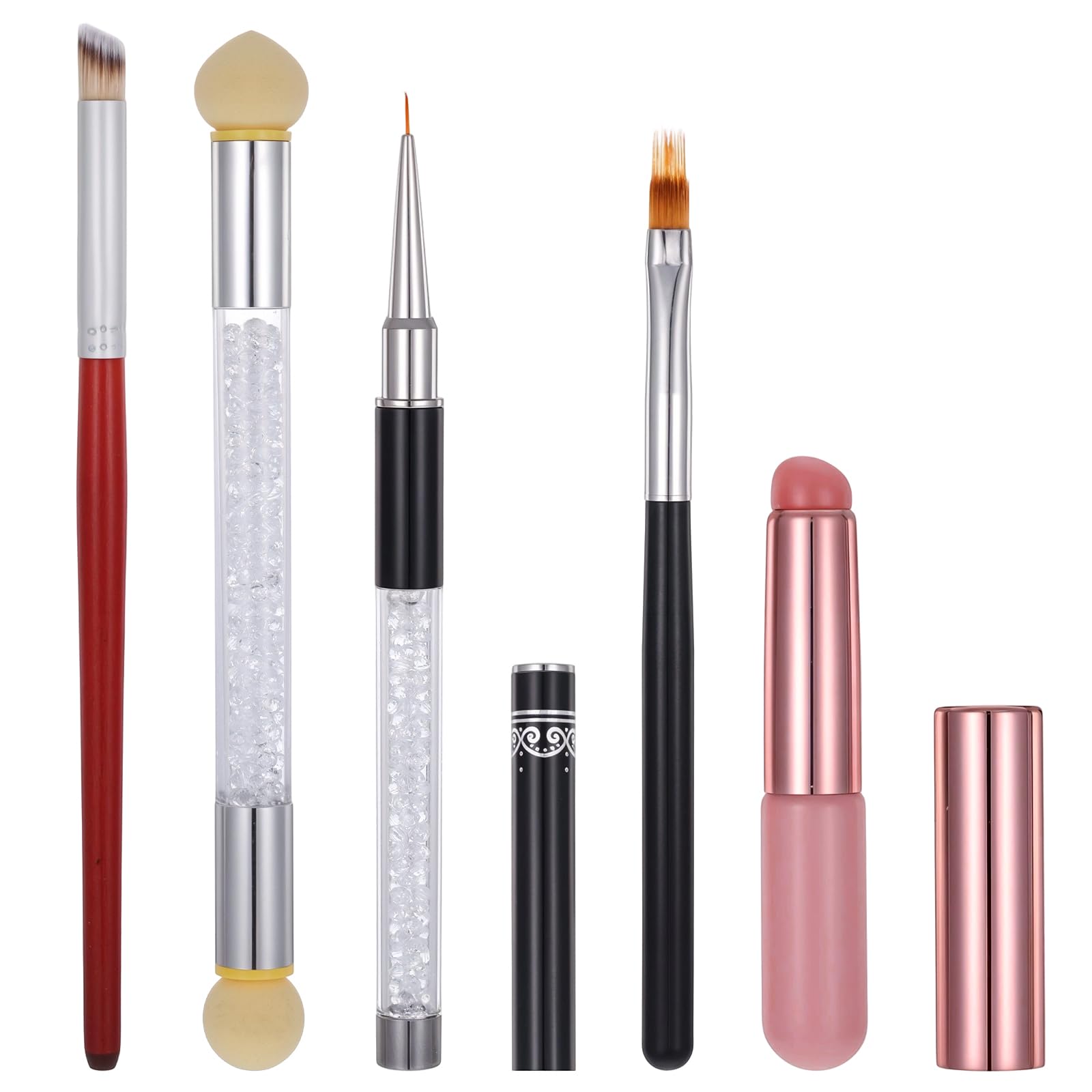 5 Pcs Silicone Nail Brushes, Ombre Nail Brush, Nails Design Brushes, for Gradient Nails Sponges, Gel Polish, Double-Head Sponge Pen, Gradient Sponge Brush for Manicure Tools