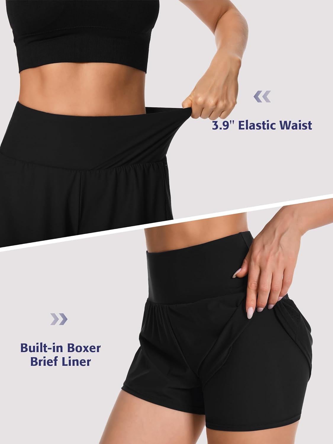 ATTRACO 3" Women High Waisted Swim Board Shorts UPF 50+ Quick Dry Swim Trunks with Liner - Image 7