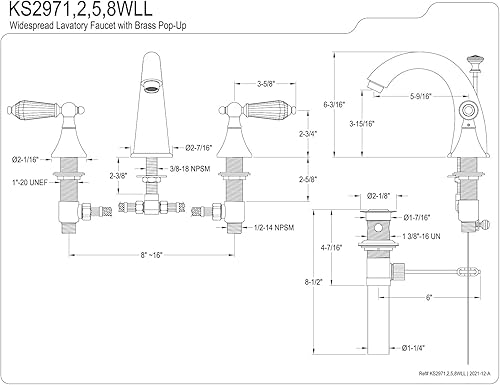 Miniatura 8 de Kingston Brass KS2972WLL Wilshire Grifo de baño generalizado, latón pulido