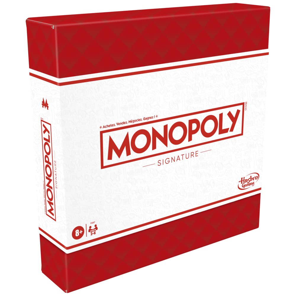 Monopoly Signature, Gioco da tavolo per la famiglia, per 2-6 giocatori, Confezione ed elementi di gioco Premium, Conservazione integrata, da 8 anni
