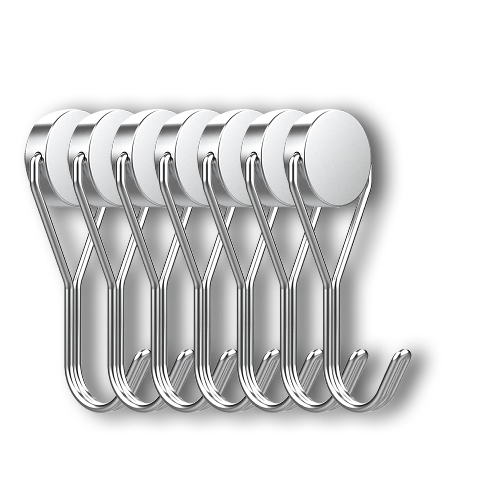Heavy Duty Magnetic Hook 15 Pound Cruise Essential, Suitable for Indoor and Outdoor Suspension, Refrigerator, Grill, Tools, Kitchen, Keychain, Storage Cabinet, with Hook Magnet -8-Piece Set (Silvery)