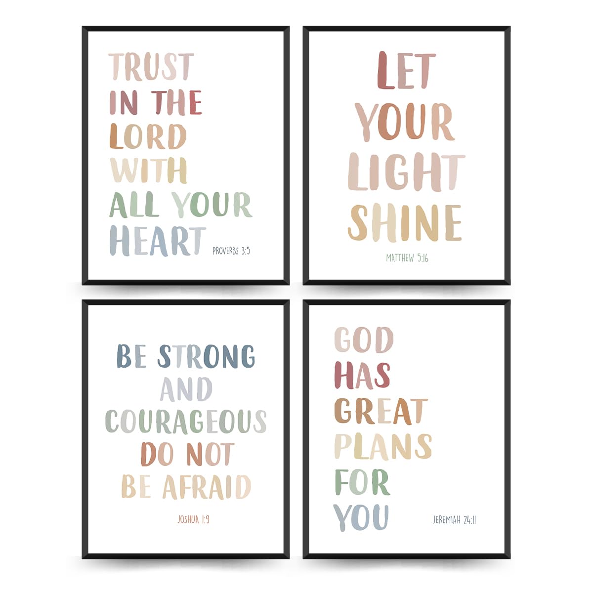 ETVISO Christian Wall Art, Bible Verse Wall Art Prints Set of 4, Sunday School Decorations for Classroom, Motivational Christian Religious Boho Wall Art for Nursery Classroom,8x10 Inch (Unframed)