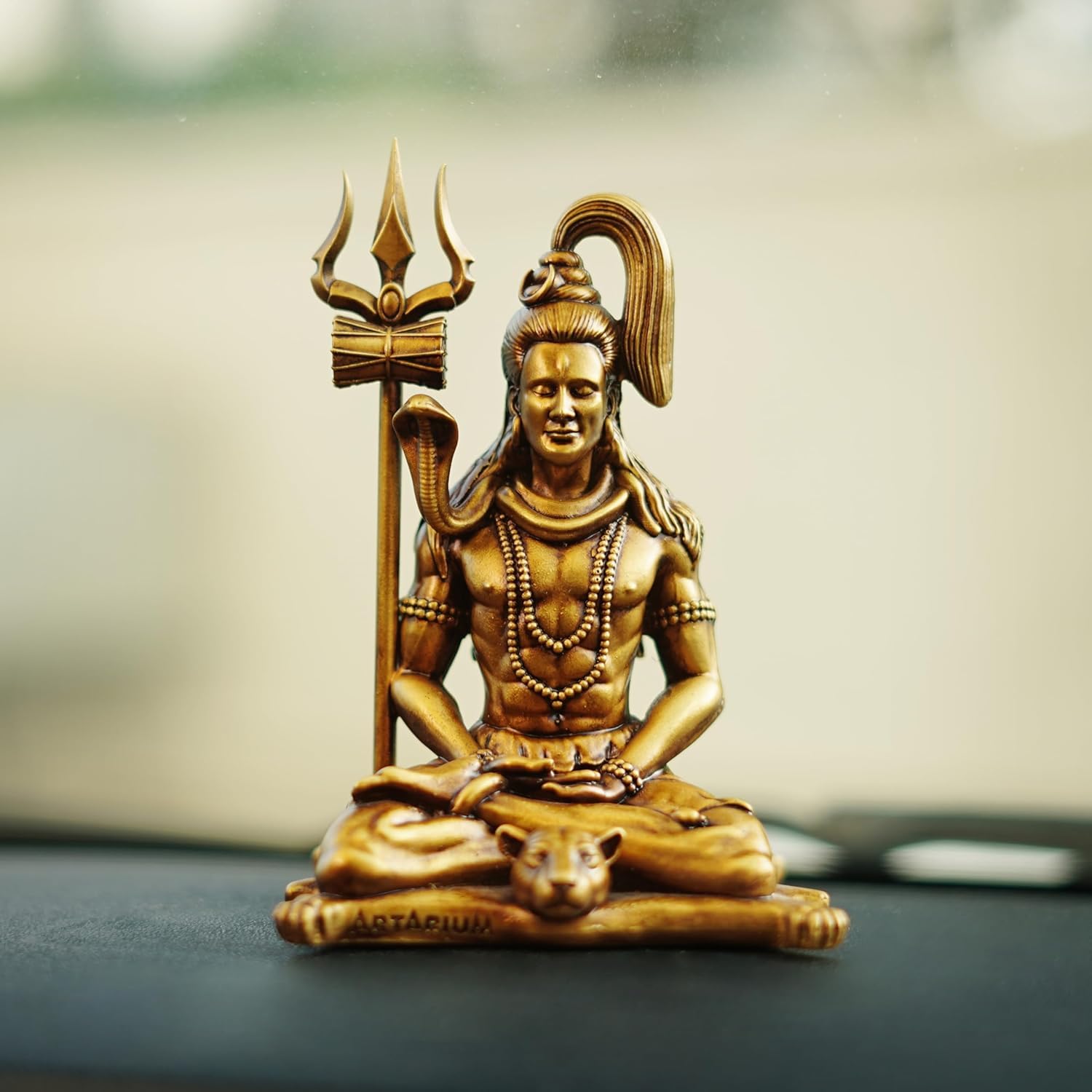 Lord Shiva Statue for Car Dashboard, Diwali Mini Padmasana Lotus Pose Idol Meditating Shiva Figurine for Room Decor Mandir Puja Spiritual Sculpture Gift Hindu God Destroyer of Evil