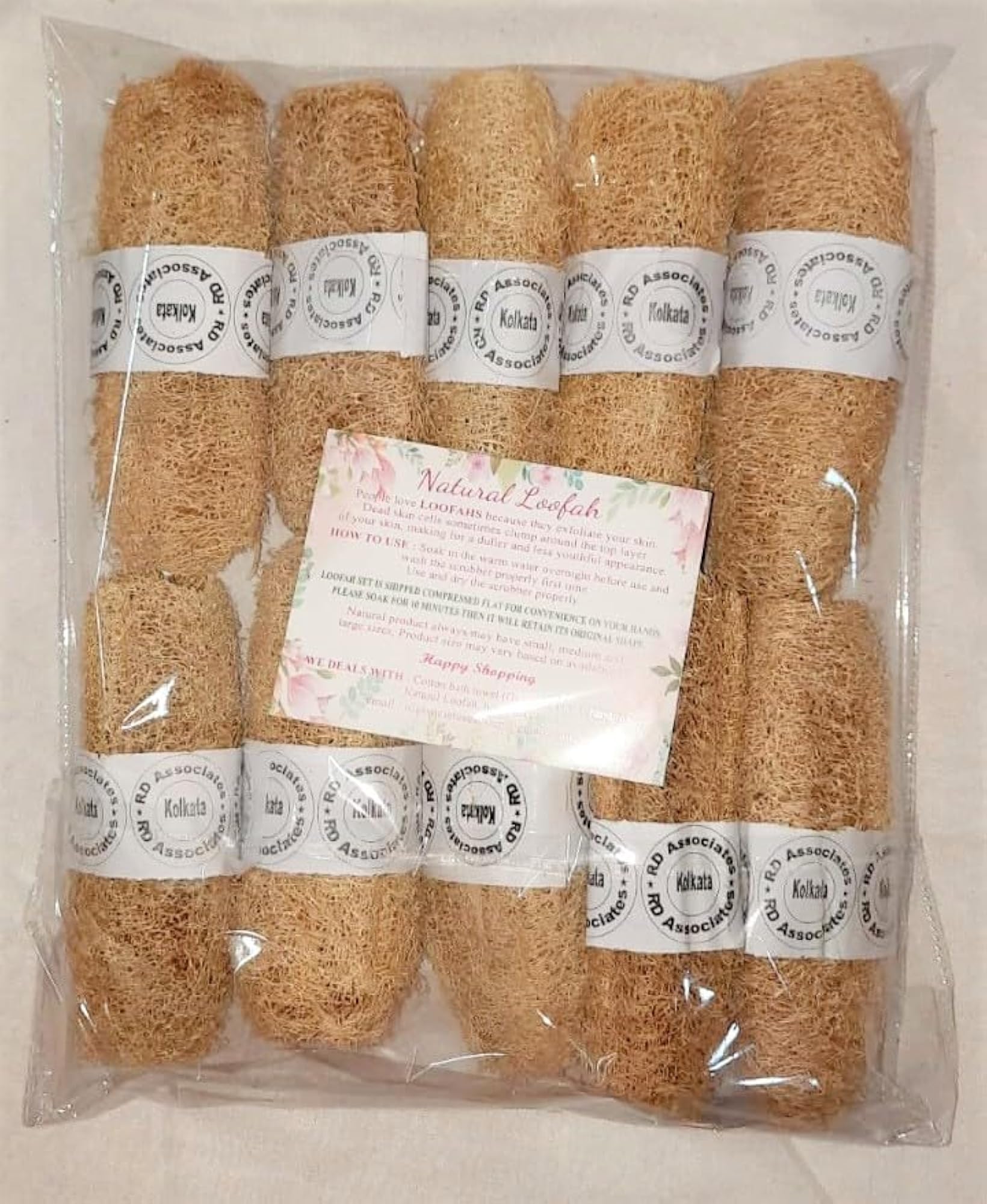 Natural Bathing Loofah Scrub, Multipurpose Beige Colour, Pack of 10