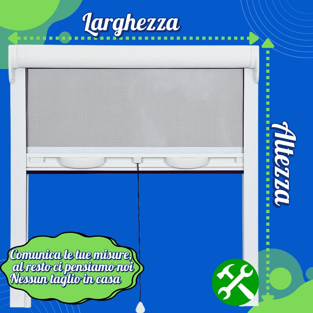 Zanzariera Avvolgibile Finestra Professionale a Rullo – Montaggio Facile su Finestra, Anti-Insetti, 80x140 – Struttura in Alluminio – Lemag srl