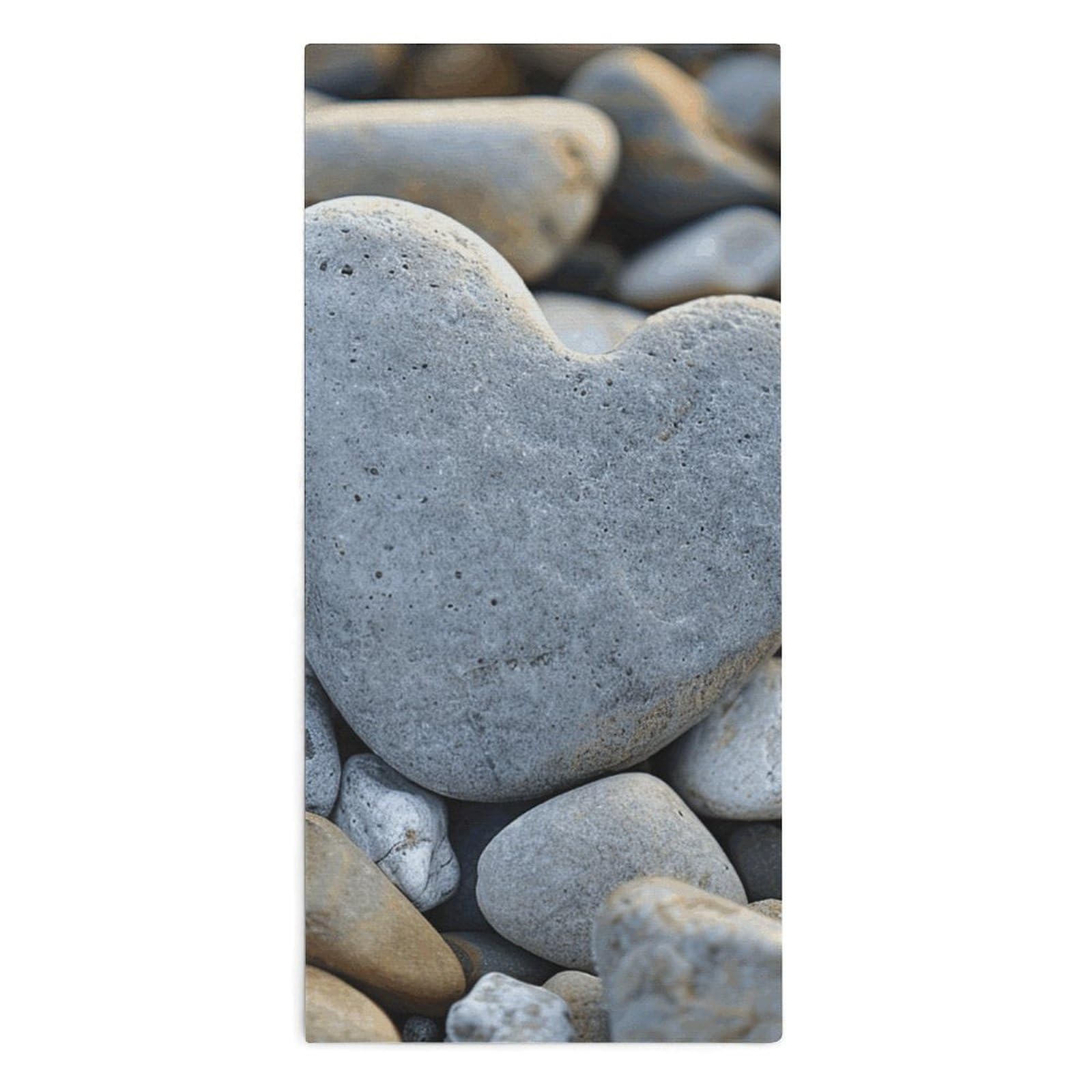 Qwjkm White Heart Shaped Pebbles Towels Soft Superfine Fiber Hand Towel Quick Drying Towel For Shower Highly Absorbent Bath Towel Pattern Washcloths Ideal For Hotels Spa Bathroom