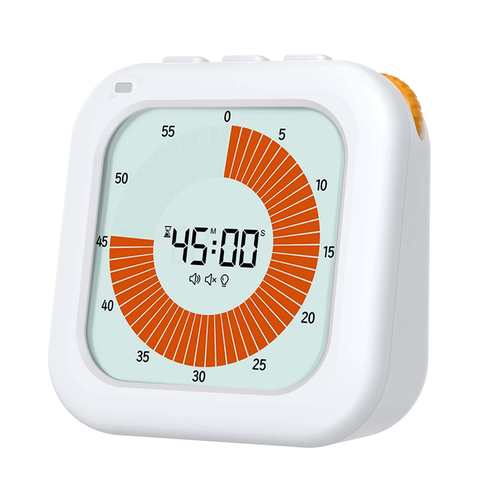 EooCoo Visual Timer Digital, 60-Minute Countdown Rotation Timer for Kids and Adults, Adjustable Volume,LCD Screen Pomodoro Time Management Education Tool for Home Kitchen,School,Office,ADHD-White