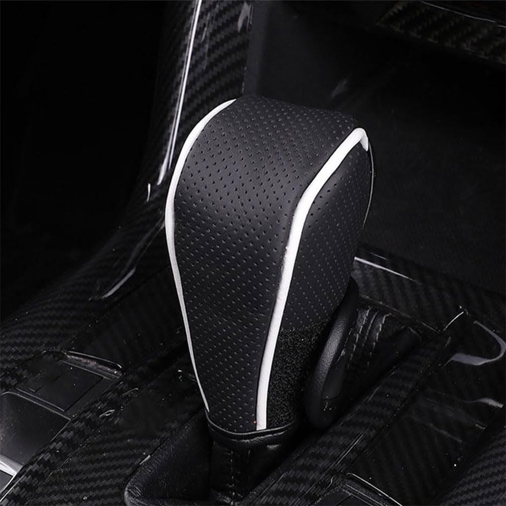 Mingruilihai A/Black With White Edges Mingruilihi Cr Ger Shift Knob Cover For Udi 6 Vnt 2020-2023, Pu Lether Shifter Lever Protector Non-Slip Brethble Shift Hndle Cover Ccessories,