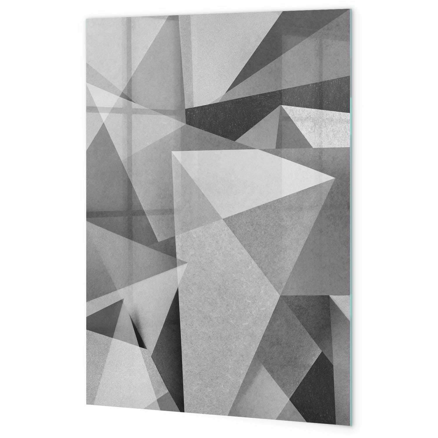 Tableau blanc en verre grand format 60x120 cm | Abstraction géométrique