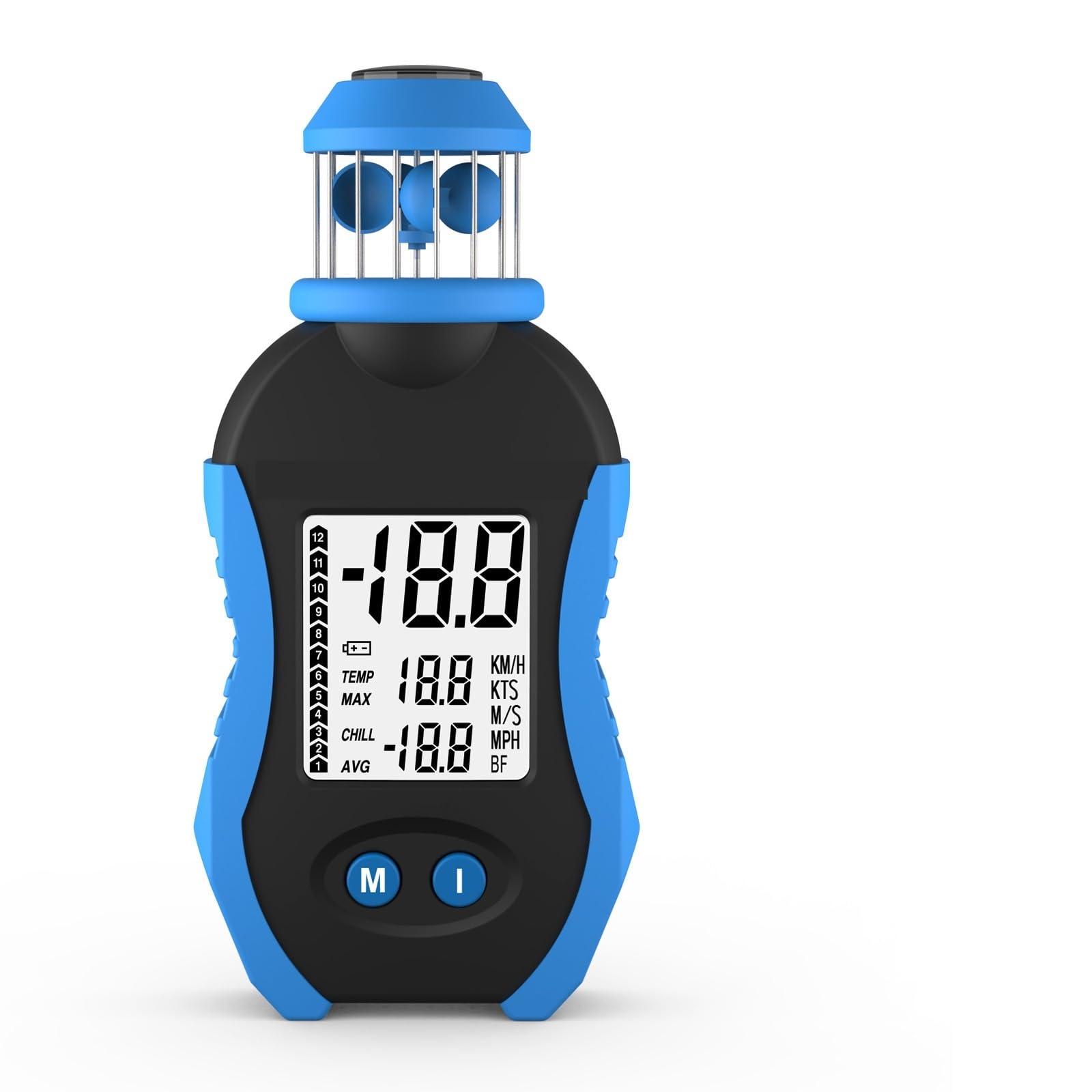 Wiatromierz, Cyfrowy anemometr, przenośny miernik wiatru, czujnik prędkości przepływu powietrza z kubkiem wiatrowym, pomiar prądu
