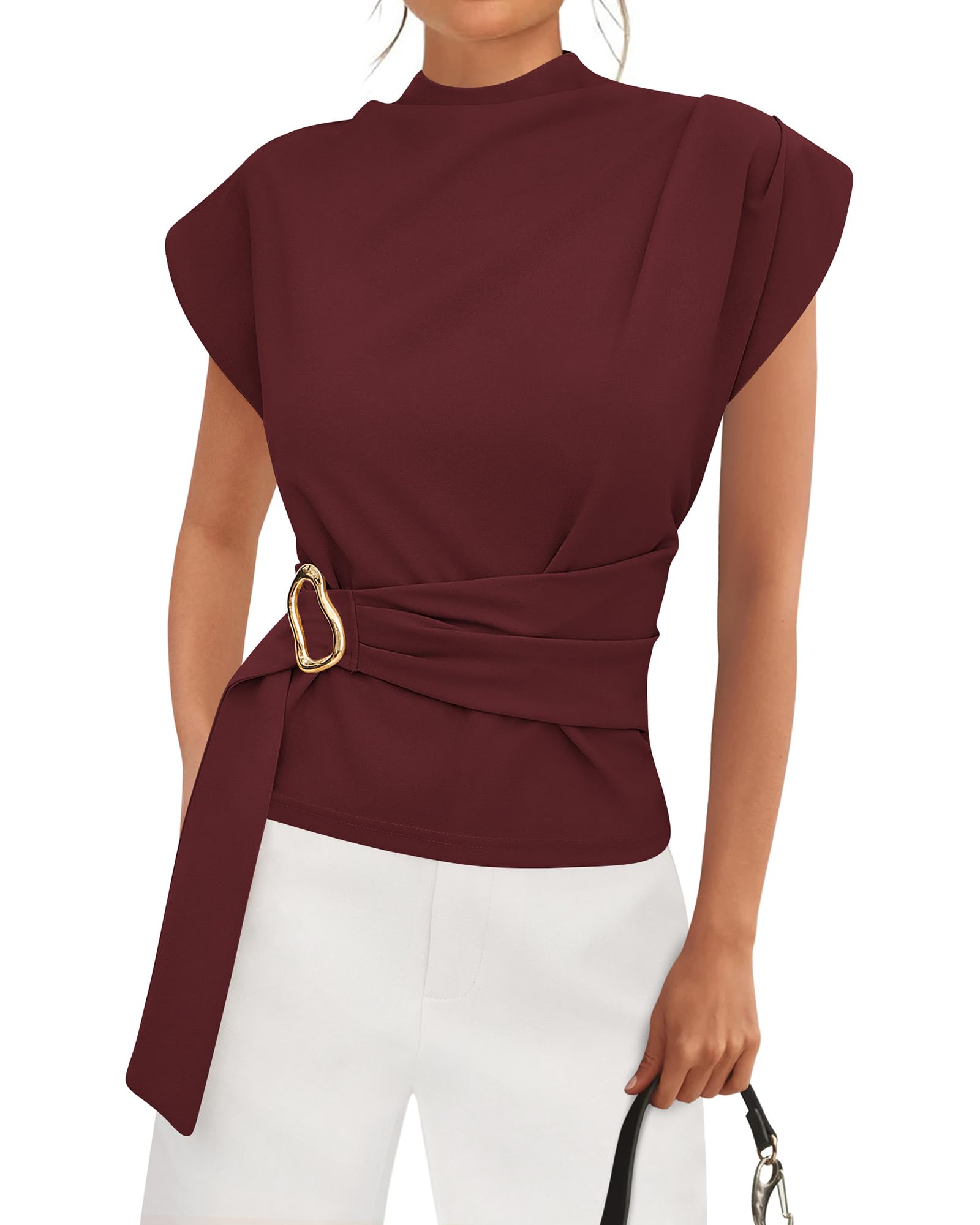 PRETTYGARDEN Women Blouses Summer Business Casual Tops