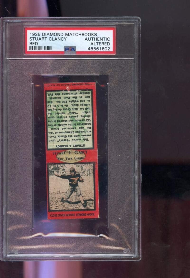1935 Diamond Matchbooks Match Book Cover Red Stu Stuart J. Clancy New York Giants PSA AUTH ALT Graded Football Card