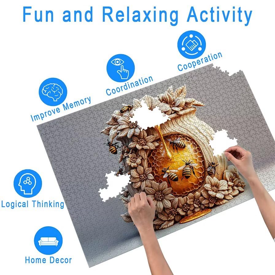 Puzzle 1000 elementów Kochanie, puzzle 1000 elementów dla dorosłych i dzieci od 14 lat, pszczoła drewniane puzzle z wykwintnym pudełkiem do pakowania, puzzle do dekoracji ścian, prezent dla kobiet