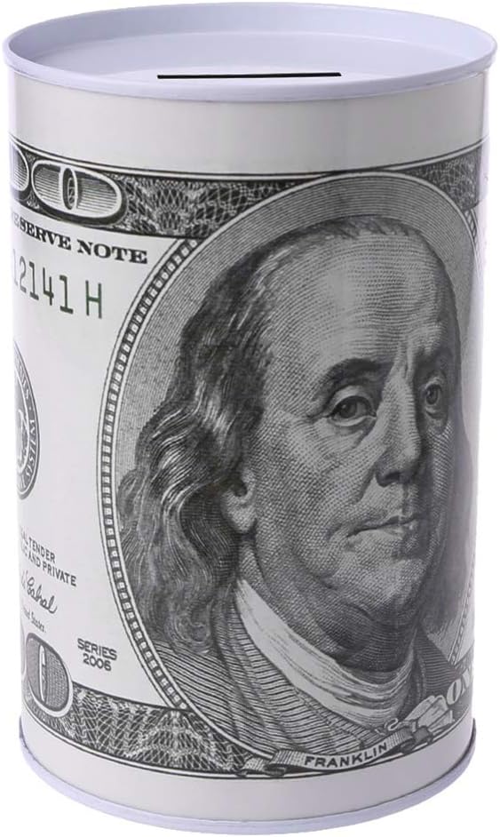 Autones Euro Dollar Piggy Bank Coin Bank,Creative Euro Dollar Metal Cylinder Piggy Bank Saving Money Box Home Decoration (100)