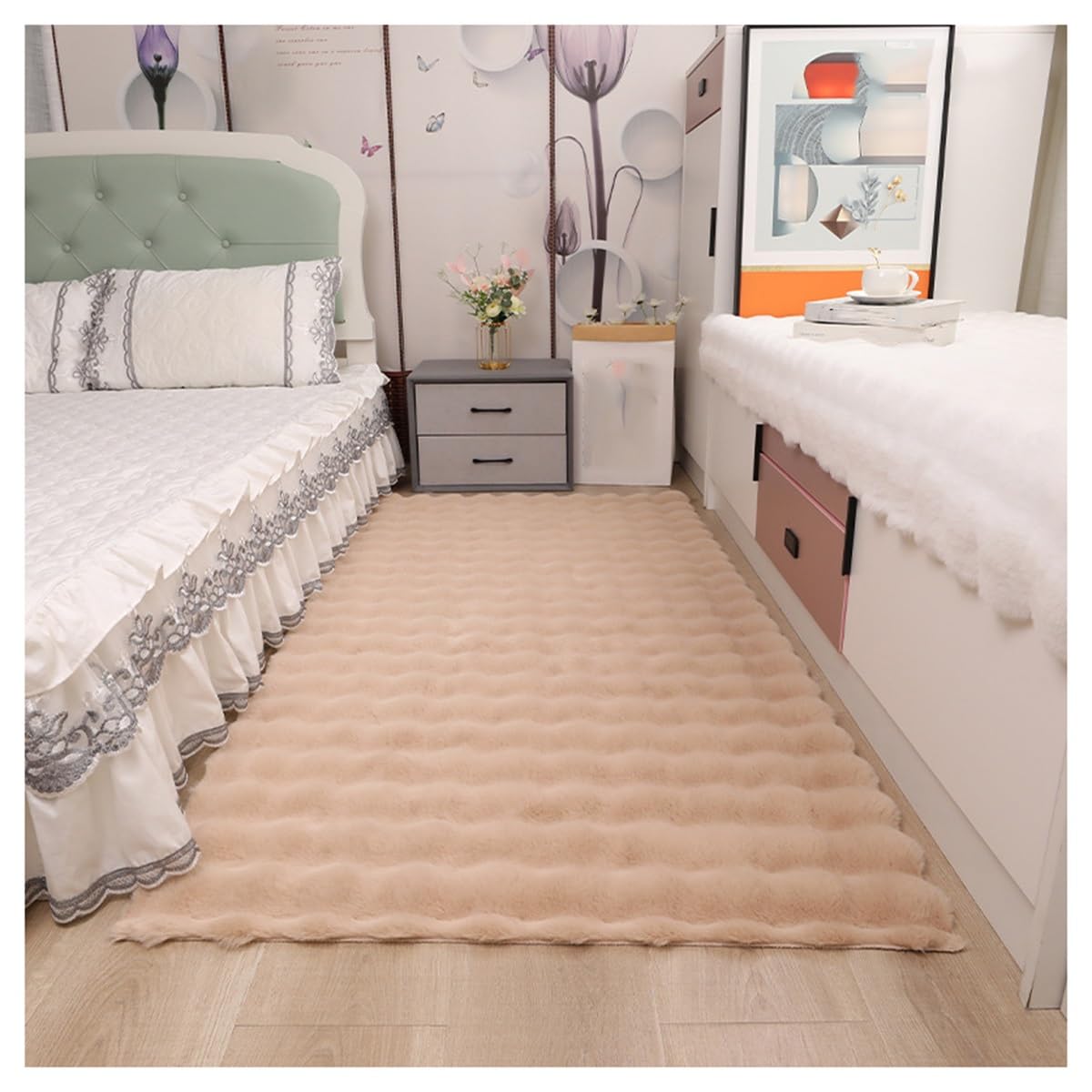 Tapis fausse fourrure ultra doux à poils longs pour isoler le sol du salon