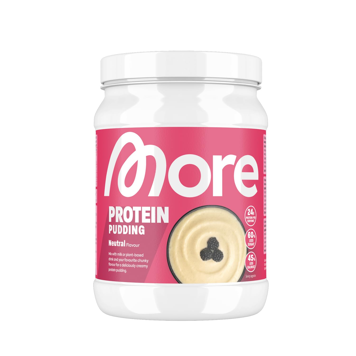 MORE High Protein Pudding Powder, Neutral, 360 g, 12 Servings, creamy pudding with less fat, calories and sugar – made in Germany